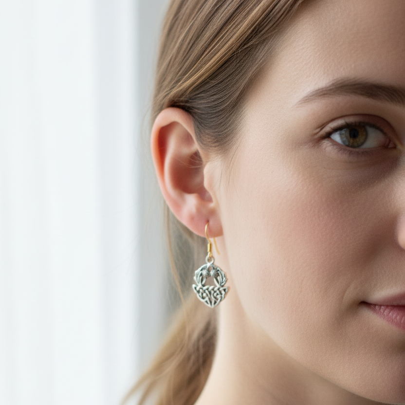 Audrey Scottish Thistle Earrings in Sterling Silver