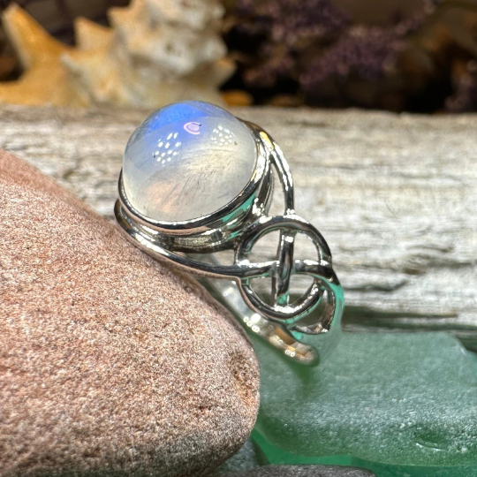 Rhianna Celtic Knot Moonstone Ring in Sterling Silver