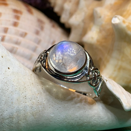 Rhianna Celtic Knot Moonstone Ring in Sterling Silver