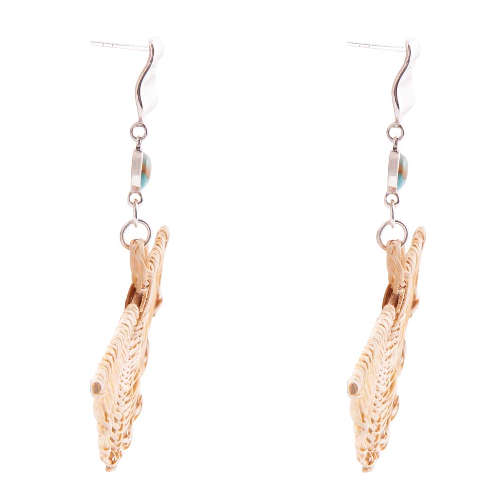 Fan of Rattan Blue Turquoise and Sterling Silver Earrings | Earrings | Wiccan Center