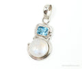 Large Designer SAJEN Blue Topaz Moonstone Sterling Necklace Pendant | Jewelry > Necklaces > Pendants | Wiccan Center