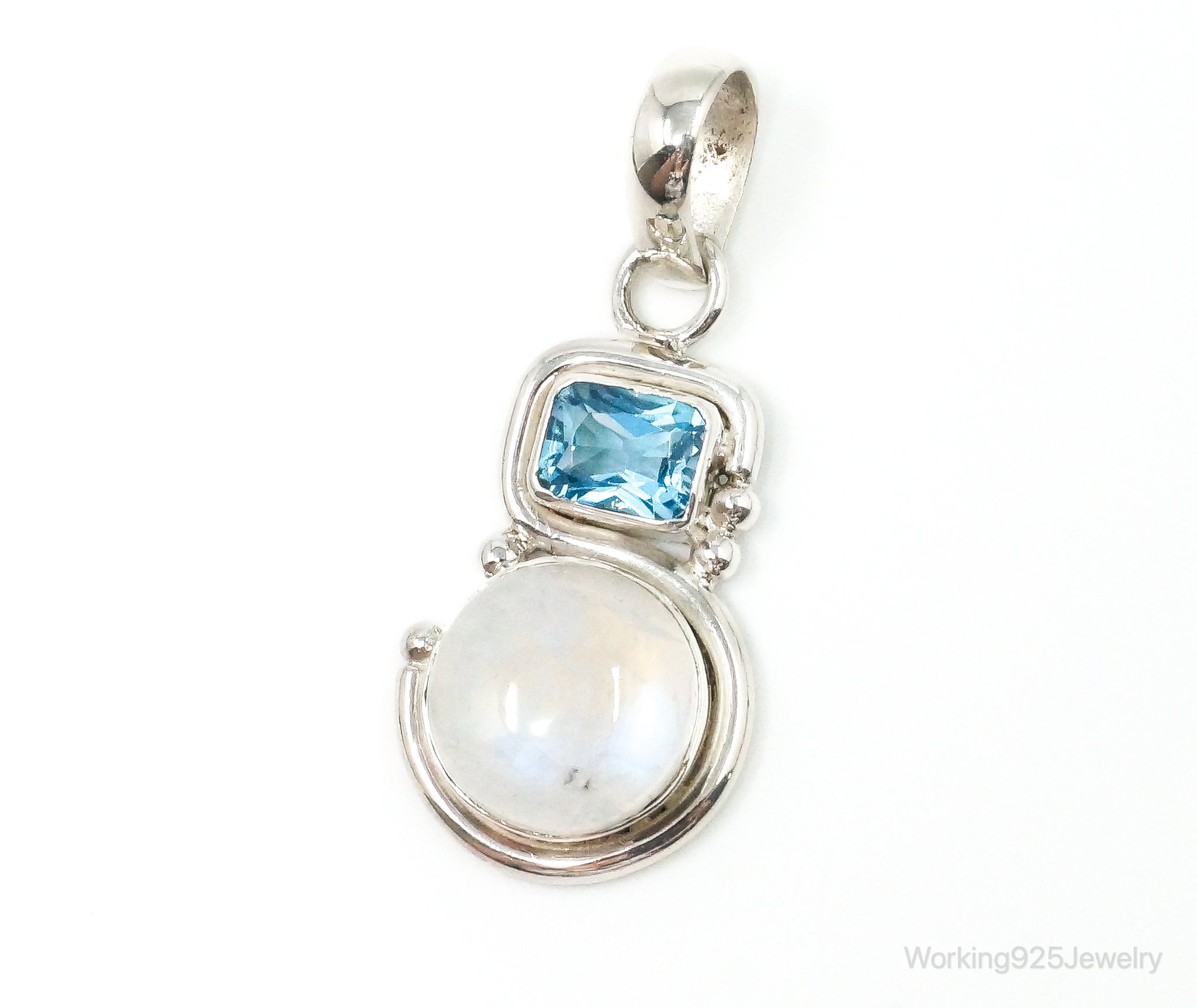 Large Designer SAJEN Blue Topaz Moonstone Sterling Necklace Pendant | Jewelry > Necklaces > Pendants | Wiccan Center