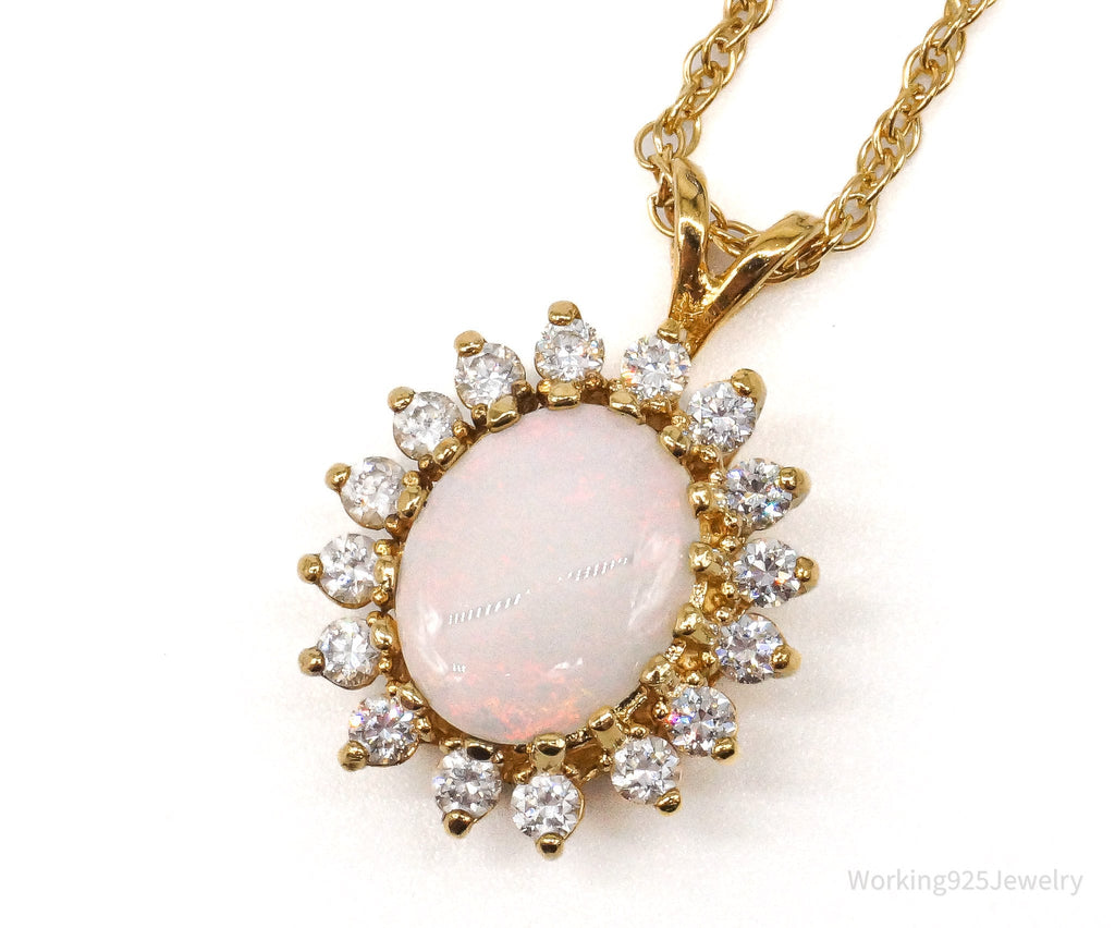 Vintage Opal Cubic Zirconia 14K Yellow Gold Filled Necklace | Jewelry > Necklaces | Wiccan Center