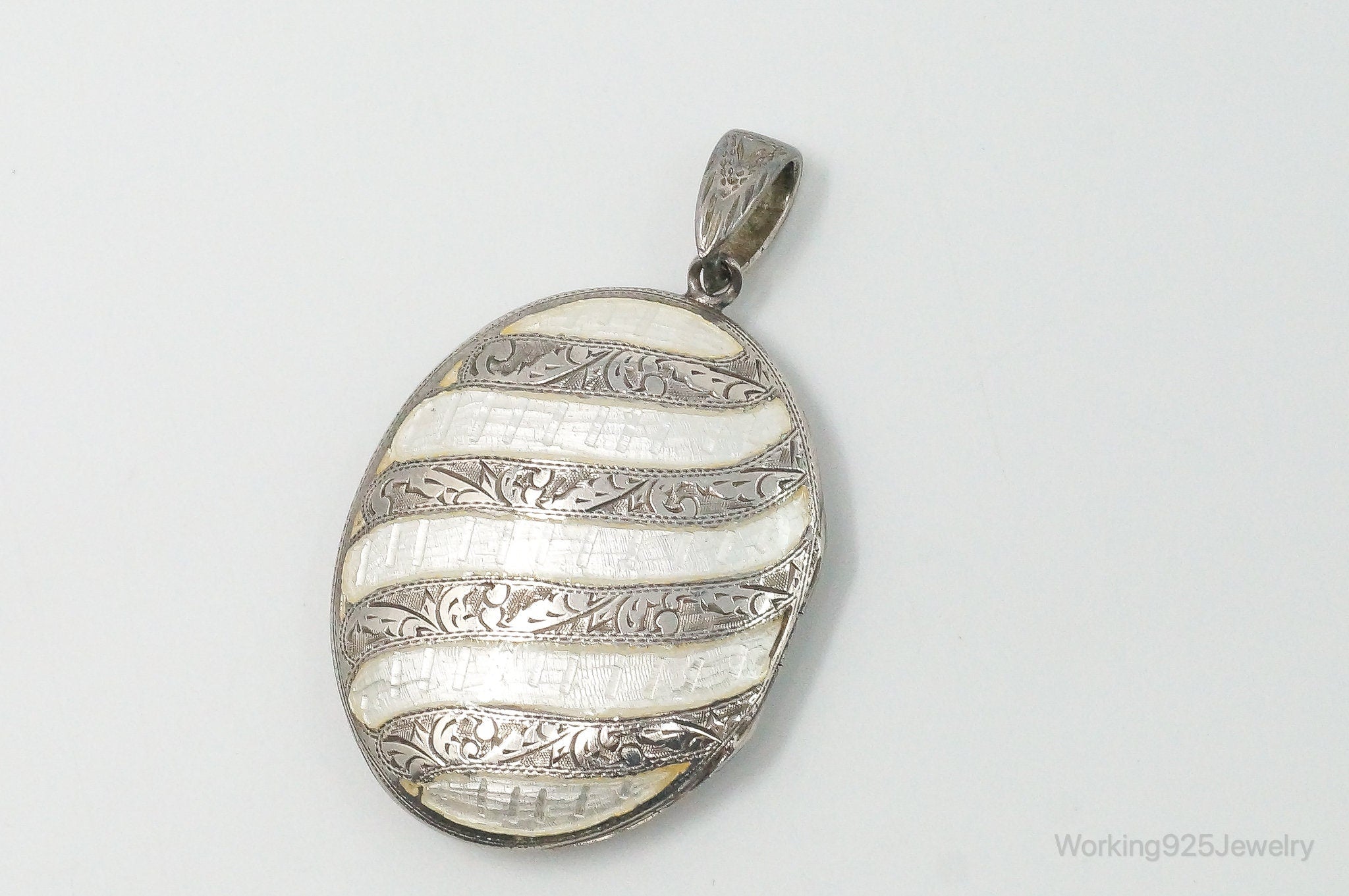 Vintage Siam White Enamel Sterling Silver Locket Pendant | Jewelry > Necklaces > Pendants | Wiccan Center