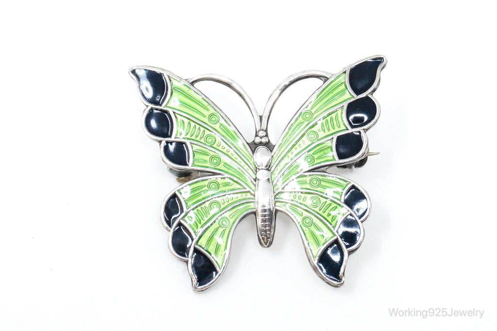 Vintage Danish Meka Butterfly Enamel Sterling Silver Pin Brooch | Jewelry > Brooches, Pins & Clips | Wiccan Center