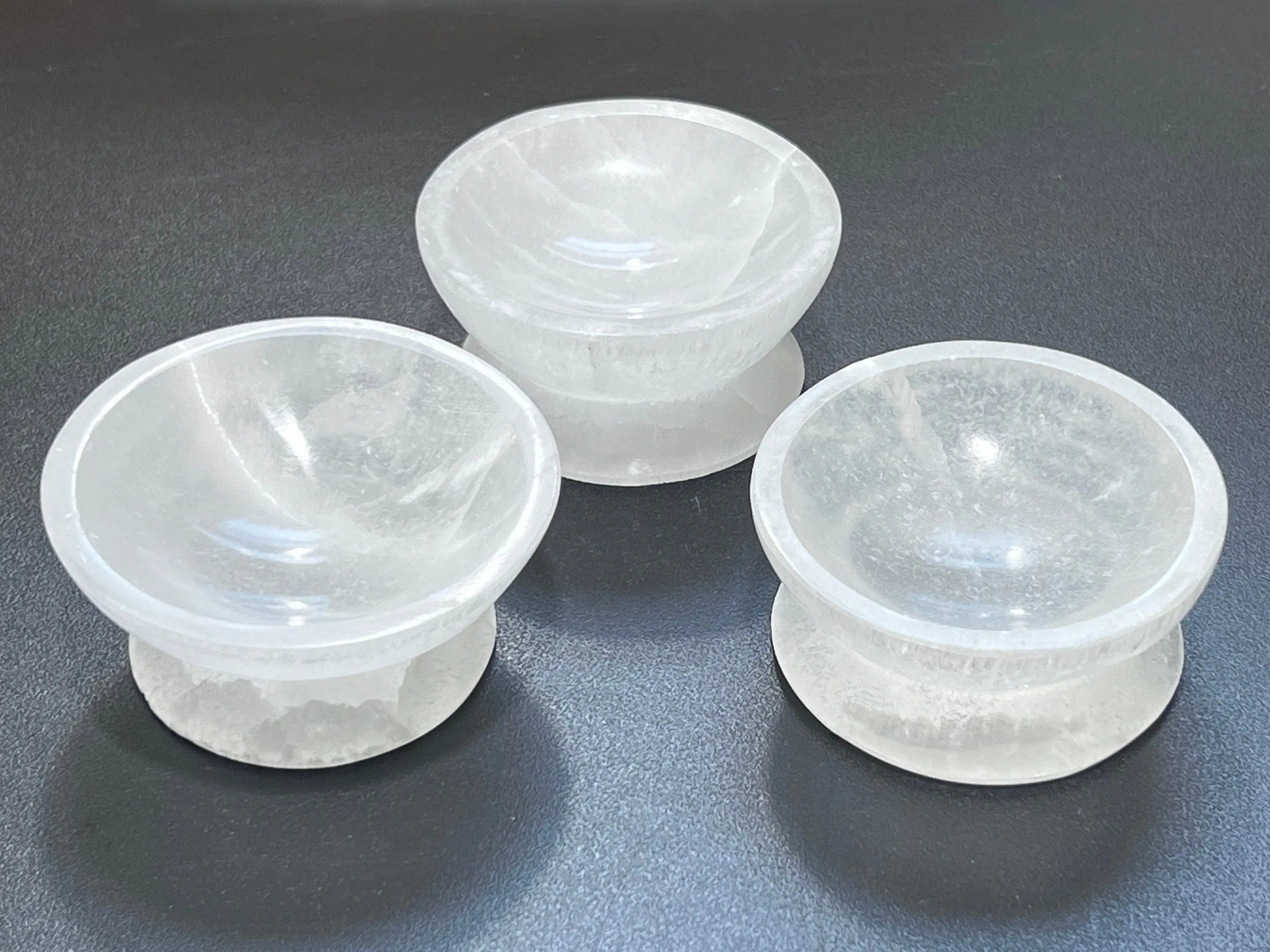 Selenite Satin Spar Crystal Bowl with Pedestal Carving | Home & Living > Kitchen & Dining > Dining & Serving > Bowls | Wiccan Center