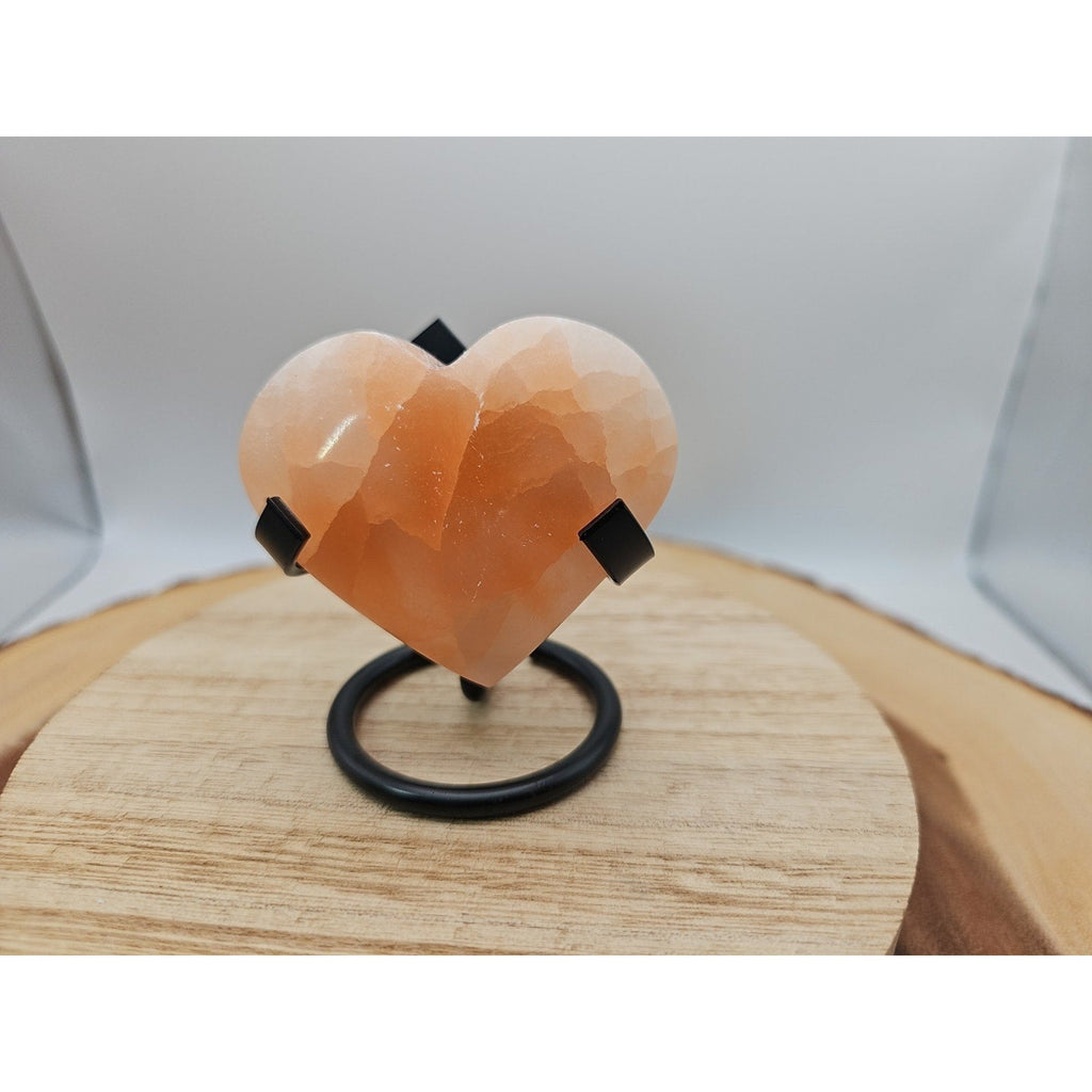 Peach Selenite Palm Stone W/stand 1each | Palm Stones & Tumbled Crystals | Wiccan Center