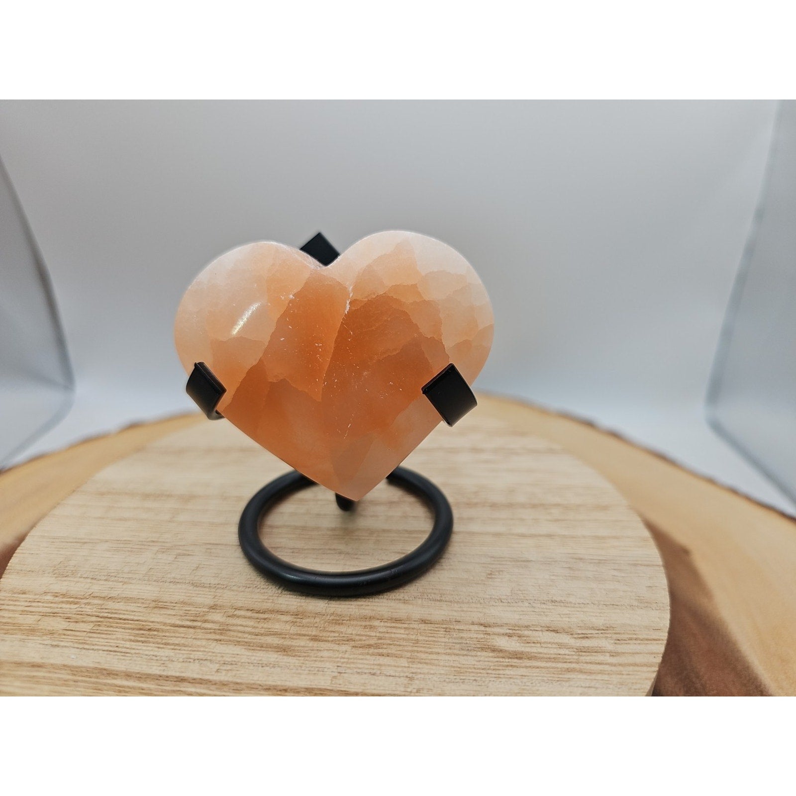Peach Selenite Palm Stone W/stand 1each | Palm Stones & Tumbled Crystals | Wiccan Center