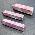 Red Ruby With Fuchsite Crystal Standing Tower Obelisk Point (UV Reactive) Carving | Home & Living > Home Decor > Home Accents > Rocks & Geodes | Wiccan Center