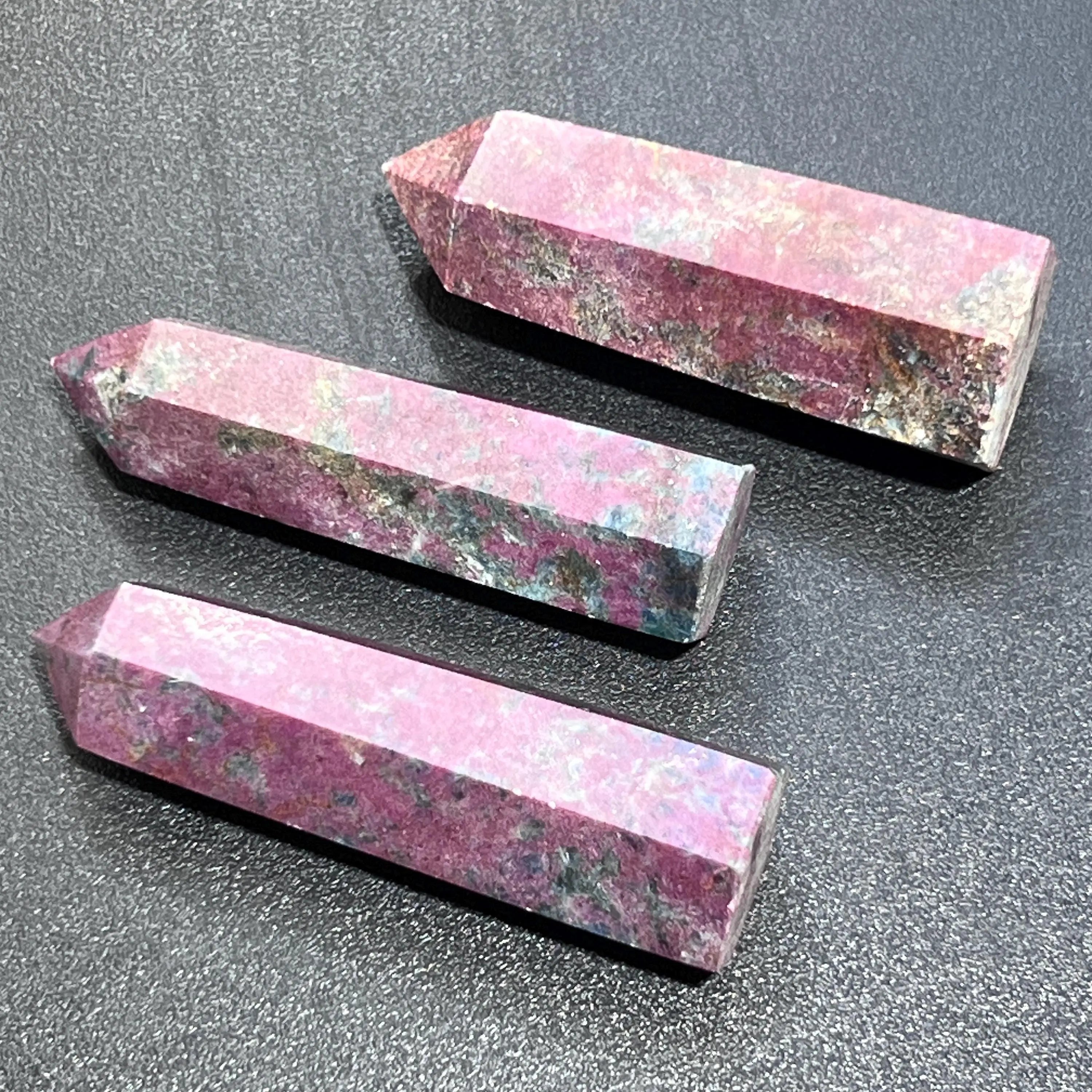 Red Ruby With Fuchsite Crystal Standing Tower Obelisk Point (UV Reactive) Carving | Home & Living > Home Decor > Home Accents > Rocks & Geodes | Wiccan Center