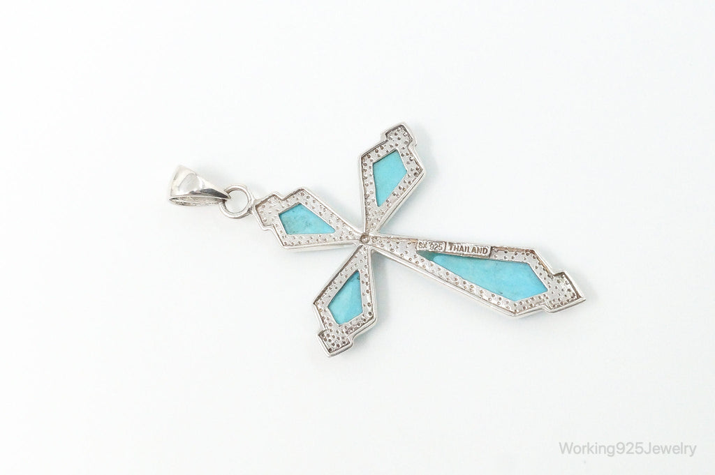 Large Designer SX Turquoise Sterling Silver Southwestern Necklace Pendant | Jewelry > Necklaces > Pendants | Wiccan Center