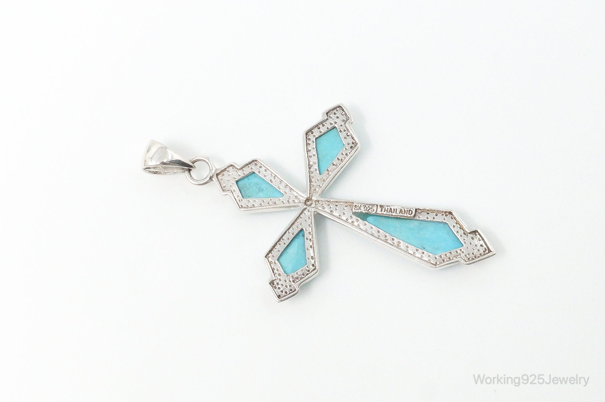 Large Designer SX Turquoise Sterling Silver Southwestern Necklace Pendant | Jewelry > Necklaces > Pendants | Wiccan Center