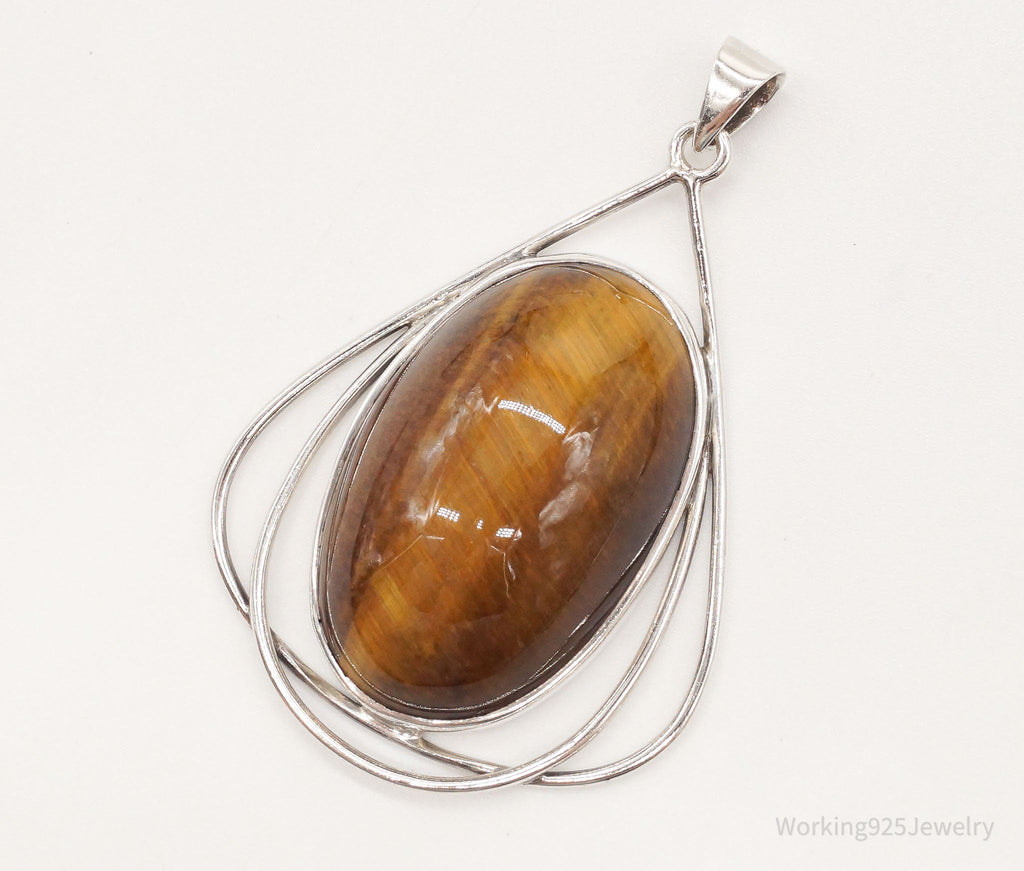 Vintage Large Tigers Eye Sterling Silver Pendant | Jewelry > Necklaces > Pendants | Wiccan Center