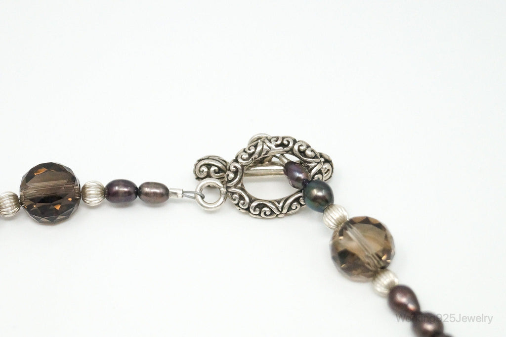 Designer Large Cross Smoky Topaz Pearl Sterling Silver Necklace | Jewelry > Necklaces > Pendants | Wiccan Center