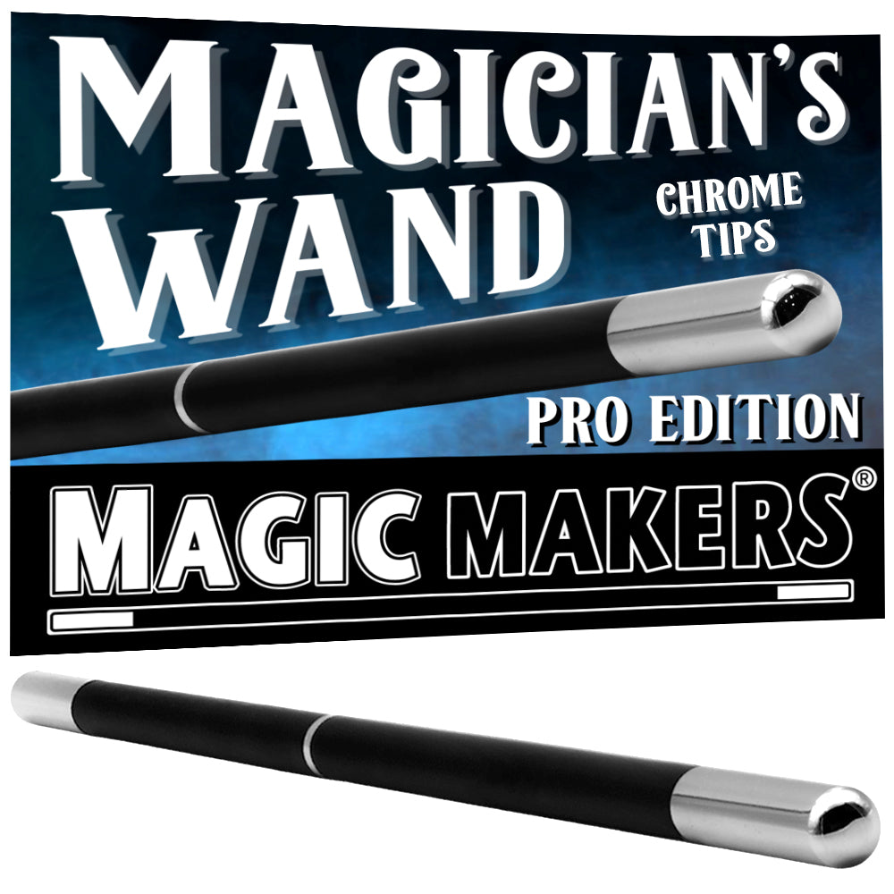 Magicians Wand - Black with Chrome Tips | Magic Tricks | Wiccan Center