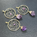 Dreamcatcher Pendant (Amethyst Crystal)(Gold Plated) Gemstone Jewelry Necklace Supply | Craft Supplies & Tools > Beads, Gems & Cabochons > Charms & Pendants > Pendants | Wiccan Center