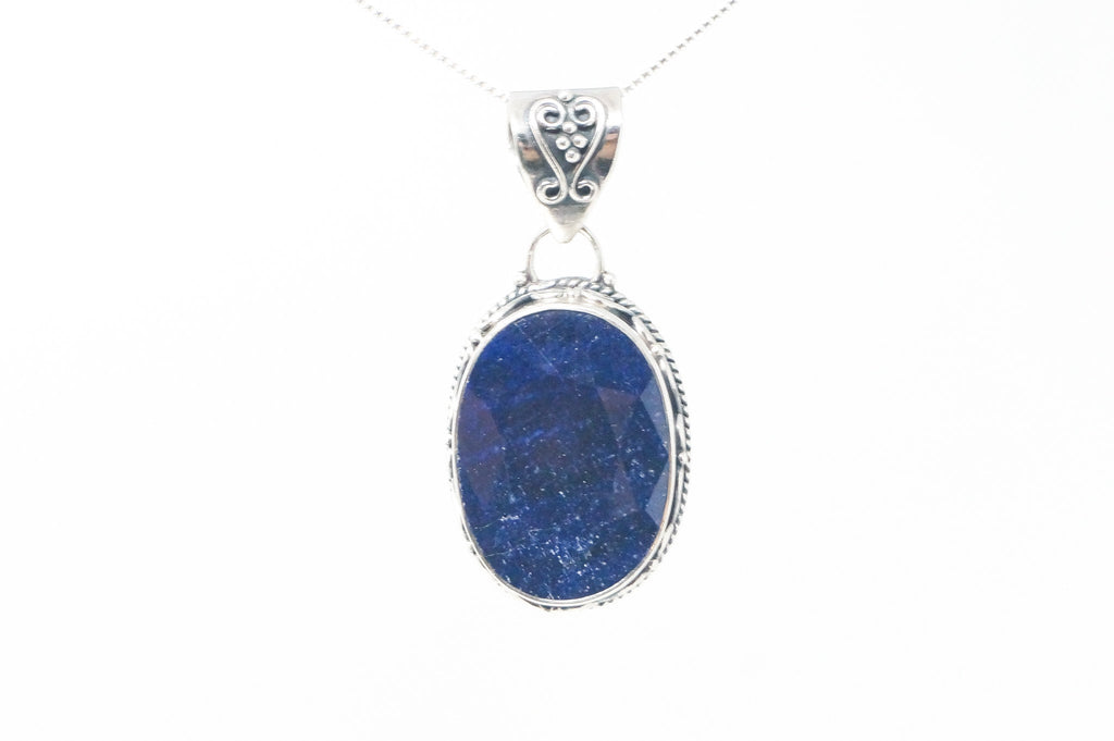 Vintage Designer BJC Lapis Lazuli Bali Scroll Sterling Silver Necklace Pendant | Jewelry > Necklaces > Pendants | Wiccan Center