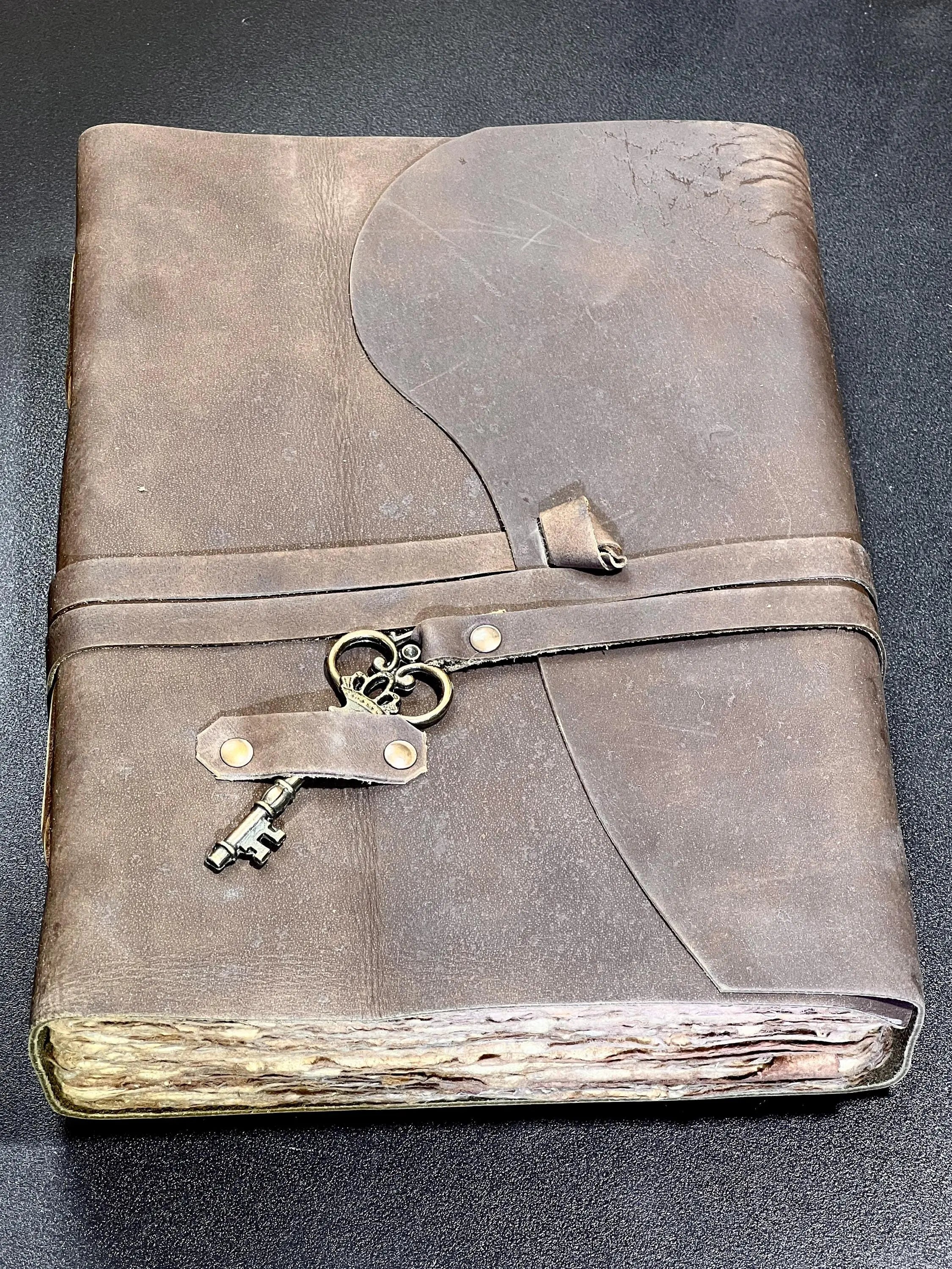 Large Rustic Brown Leather Bound 100 Page Sketchbook Notebook Key Carving Wholesale | Books, Movies & Music > Books > Blank Books > Journals & Notebooks | Wiccan Center