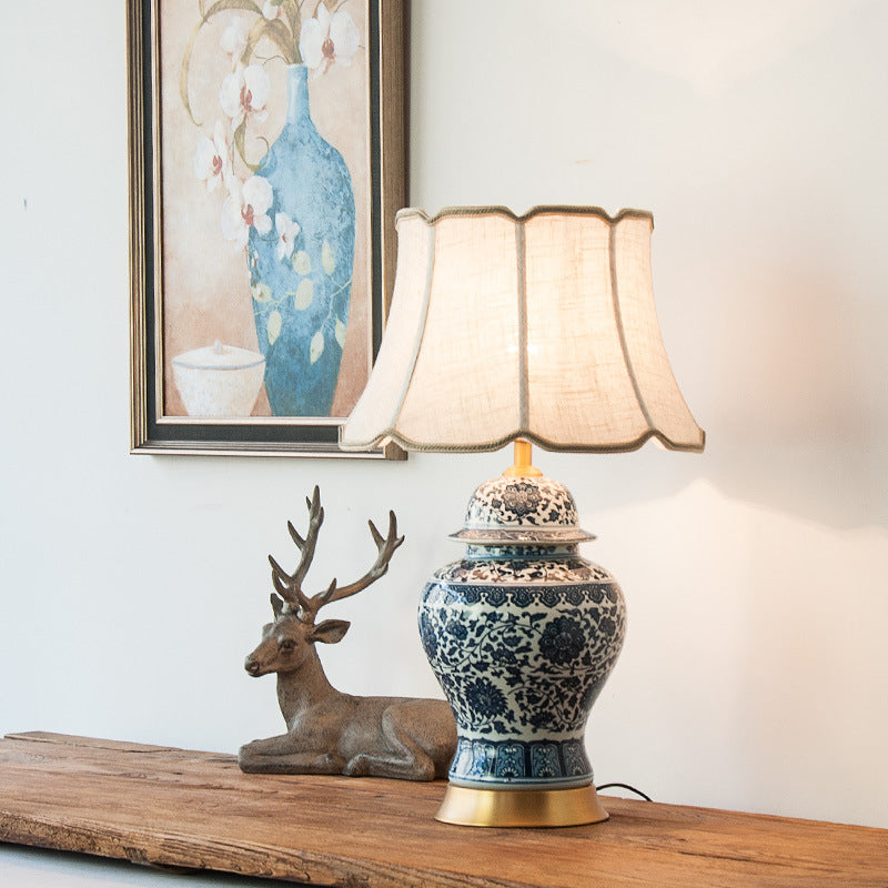 The Imperial Bloom: Blue & White Porcelain Table Lamp