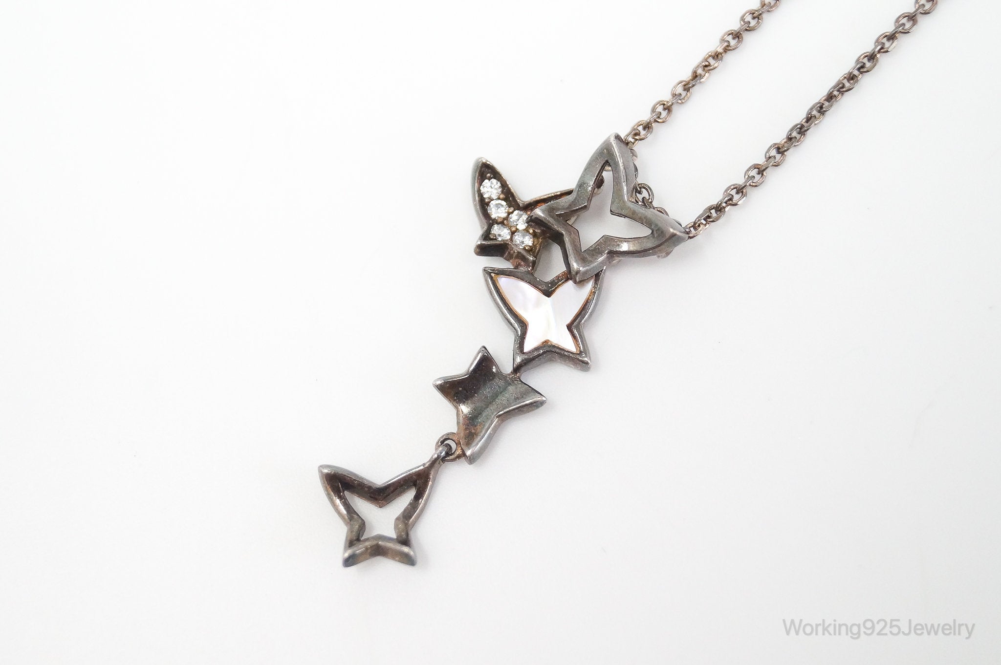 Folli Follie Mother Of Pearl Cubic Zirconia Butterflies Sterling Silver Necklace | Jewelry > Necklaces > Pendants | Wiccan Center