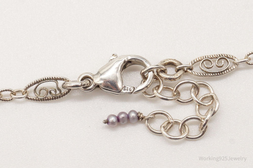 Vintage Prasiolite Pink Topaz Seed Pearls Sterling Silver Necklace | Jewelry > Necklaces > Pendants | Wiccan Center
