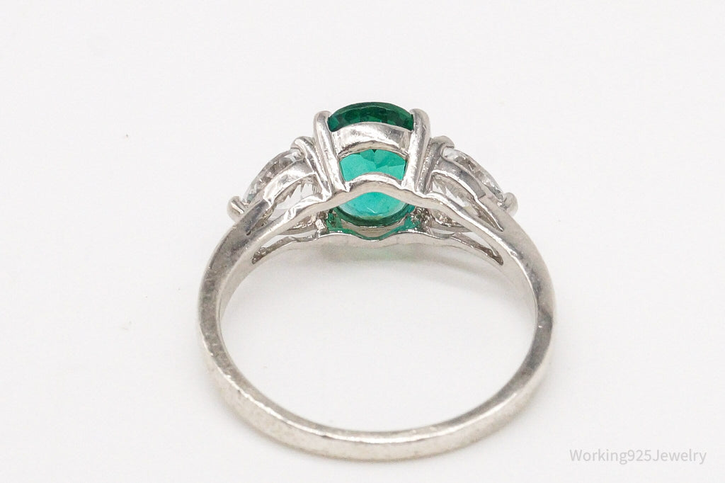 Vintage SAI Lab Emerald White Sterling Silver Ring - Size 7.75 | Jewelry > Rings | Wiccan Center