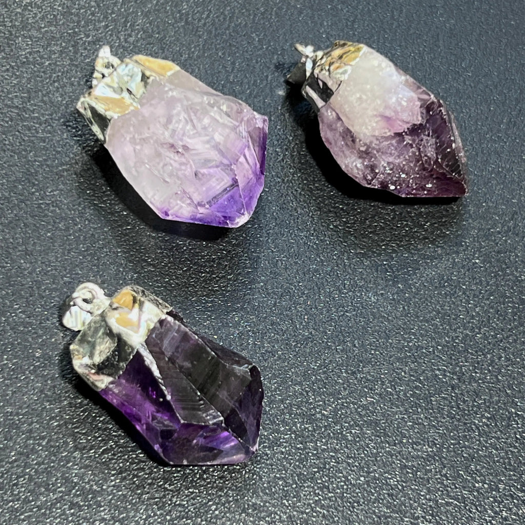 Amethyst Crystal Point Pendant (Silver Plated) | Craft Supplies & Tools > Beads, Gems & Cabochons > Charms & Pendants > Pendants | Wiccan Center