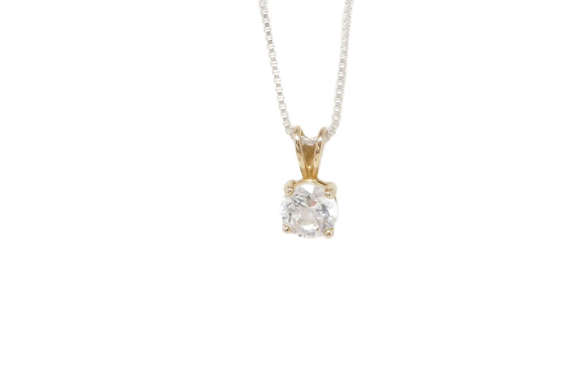Vintage Gold Vermeil Cubic Zirconia Stone Sterling Silver Necklace Pendant | Jewelry > Necklaces > Pendants | Wiccan Center