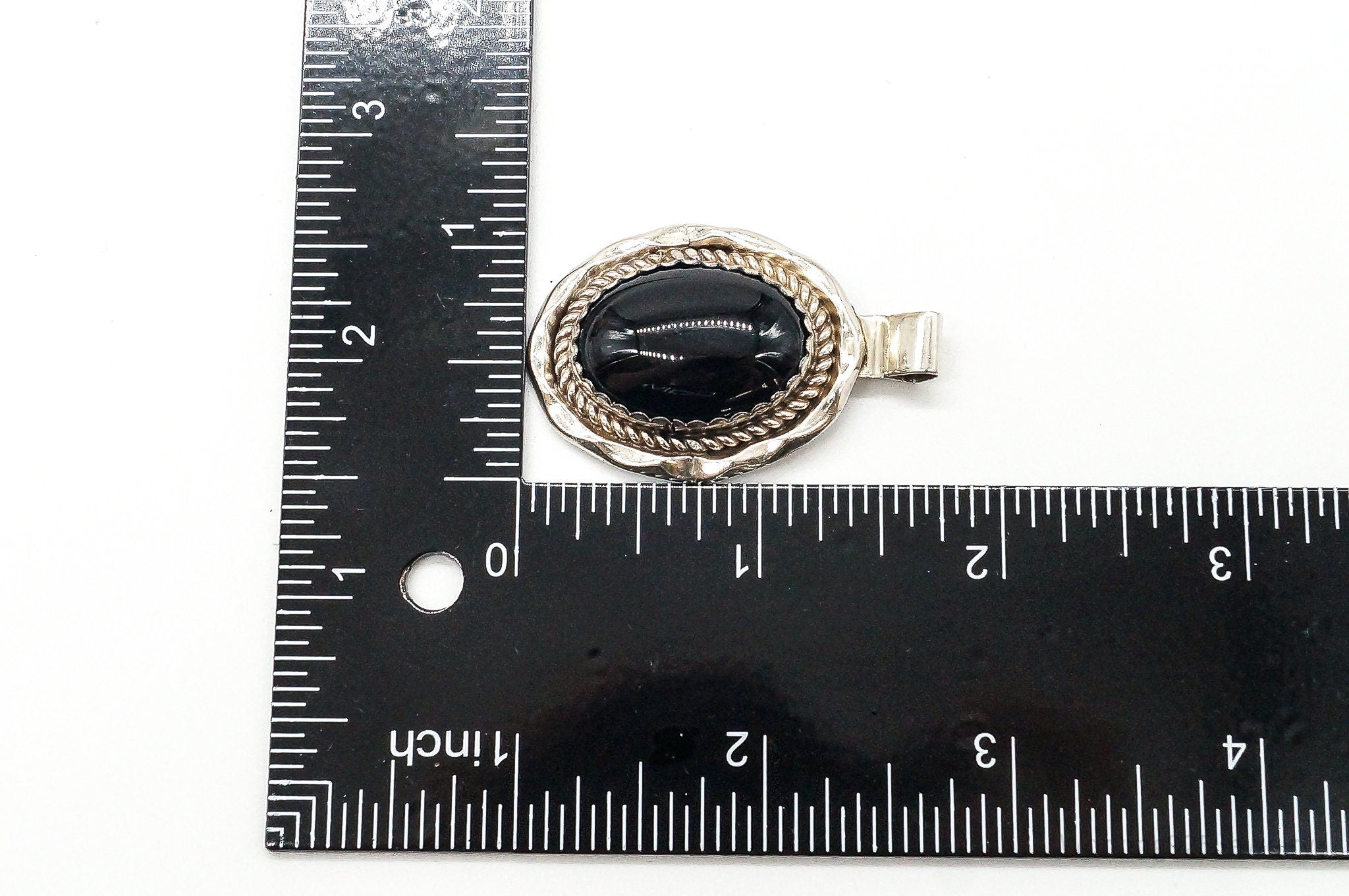 Large Vintage Native American Black Onyx Sterling Silver Pendant | Jewelry > Necklaces > Pendants | Wiccan Center