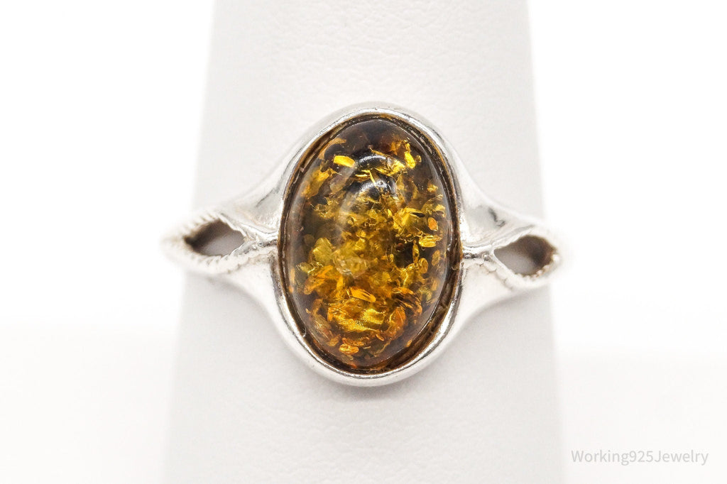 Vintage Designer PS Amber Modernist Sterling Silver Ring - Sz 7.5 Adjustable | Jewelry > Rings | Wiccan Center