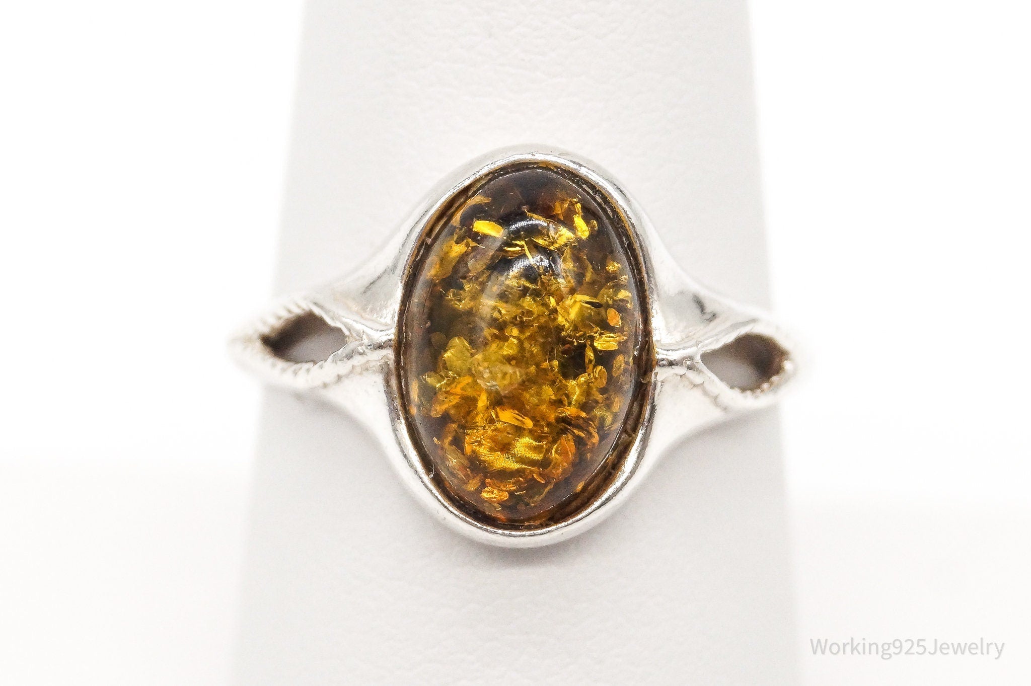 Vintage Designer PS Amber Modernist Sterling Silver Ring - Sz 7.5 Adjustable | Jewelry > Rings | Wiccan Center