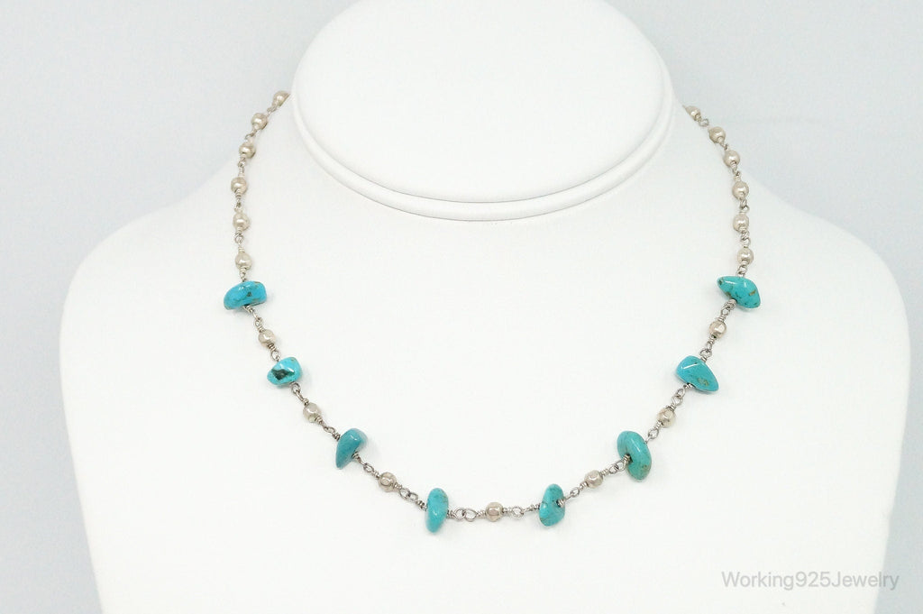 Vintage Native American Turquoise Sterling Silver Bead Necklace | Jewelry > Necklaces > Pendants | Wiccan Center