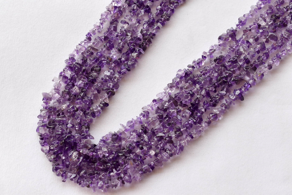 Uncut Raw Amethyst Crystal Chip Beads for Necklace (Insight and Inspiration) | | Wiccan Center