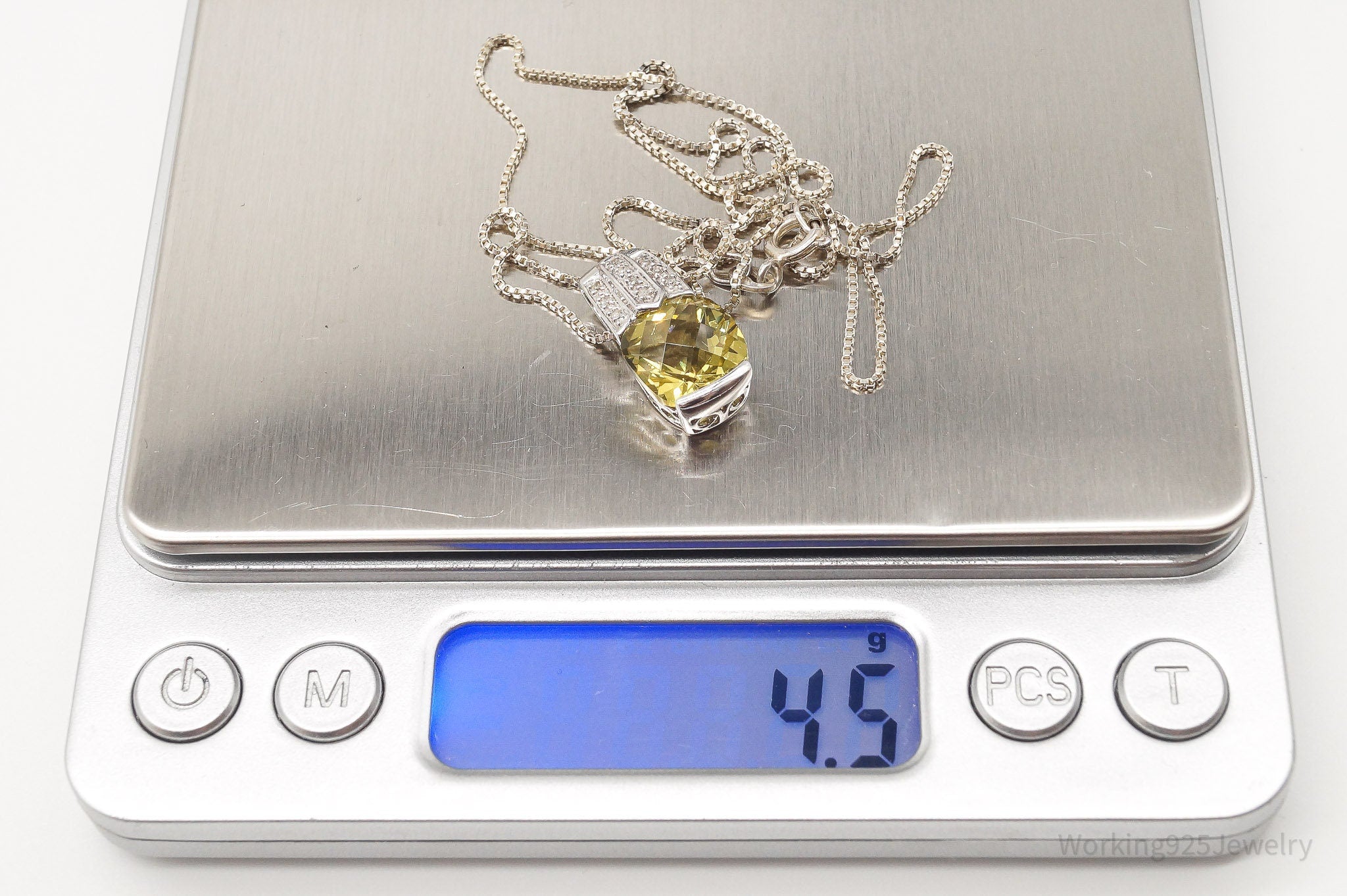 Vintage Designer Yellow & White Cubic Zirconia Sterling Silver Necklace | Jewelry > Necklaces > Pendants | Wiccan Center