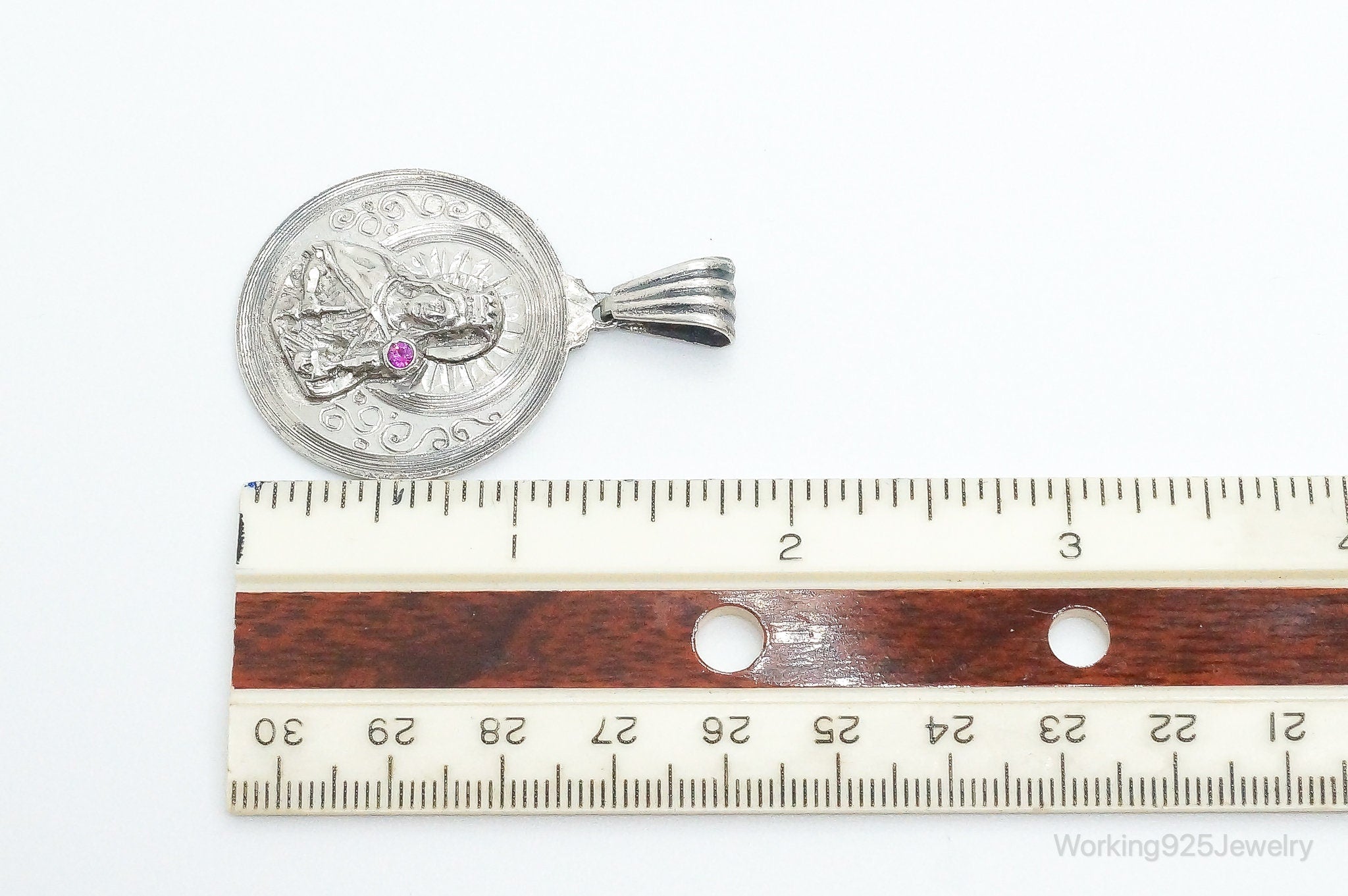 Vintage Ruby Religious Sterling Silver Pendant Charm | Jewelry > Necklaces > Pendants | Wiccan Center
