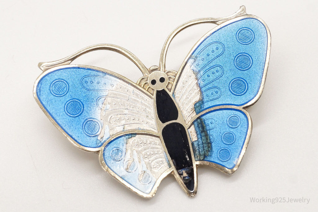 Vintage Norway Norse Butterfly Enamel Gold Wash Sterling Silver Pin Brooch | Jewelry > Brooches, Pins & Clips | Wiccan Center