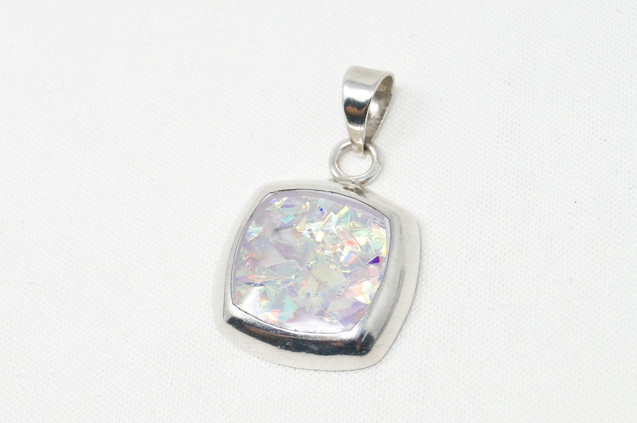 Vintage Mexico Art Deco Rainbow Foil Sterling Silver Necklace Pendant | Jewelry > Necklaces > Pendants | Wiccan Center