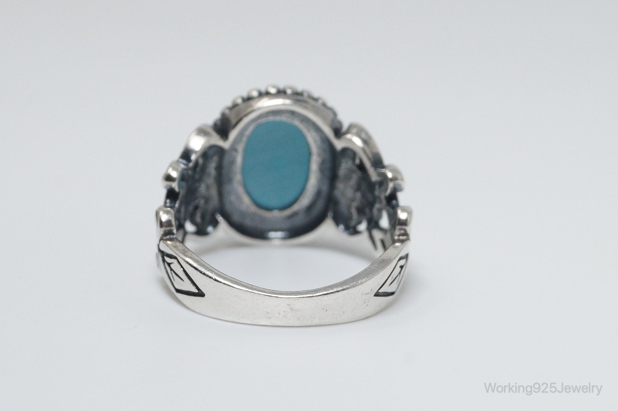 Vintage Designer Avon Turquoise Scroll Sterling Silver Ring - Size 8 | Jewelry > Rings | Wiccan Center