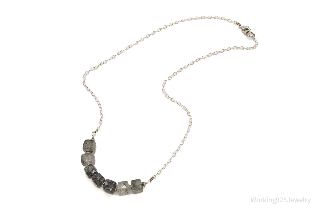 Vintage Spotted Quartz Bead Silver Chain Link Necklace | Jewelry > Necklaces > Pendants | Wiccan Center