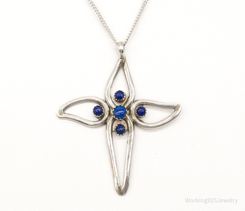 Vintage Native American FY Lapis Lazuli Sterling Silver Cross Necklace | Jewelry > Necklaces > Pendants | Wiccan Center