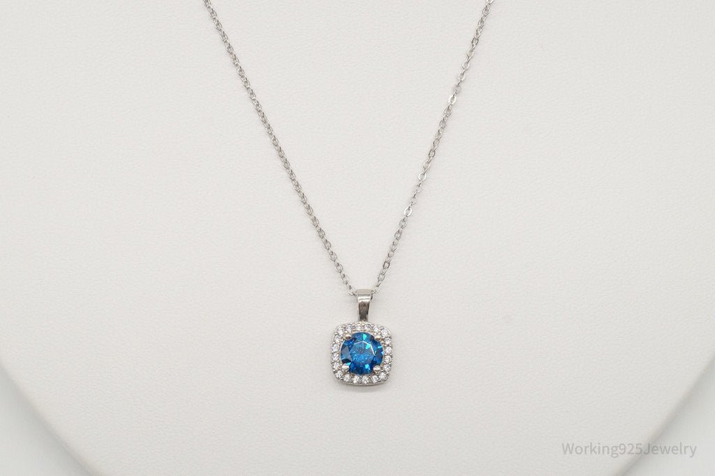 Designer Ryze Blue & White Cubic Zirconia Sterling Silver Necklace | Jewelry > Necklaces > Pendants | Wiccan Center
