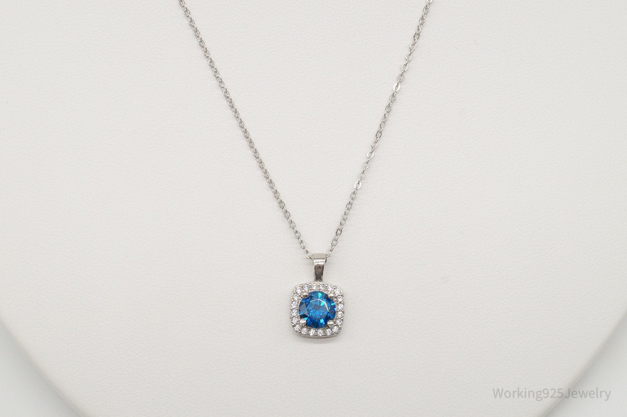 Designer Ryze Blue & White Cubic Zirconia Sterling Silver Necklace | Jewelry > Necklaces > Pendants | Wiccan Center