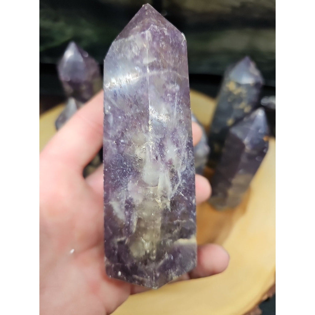 Purple Mica Lepidolite Crystal Tower — 300g–400g, Africa | CrystalCloud Company | Crystal Points & Towers | Wiccan Center