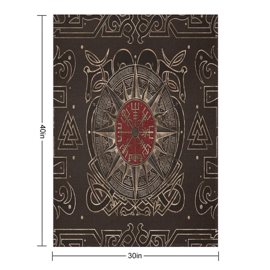 Vegvisir - Viking Compass Ornament Velvety-soft Throw Blanket