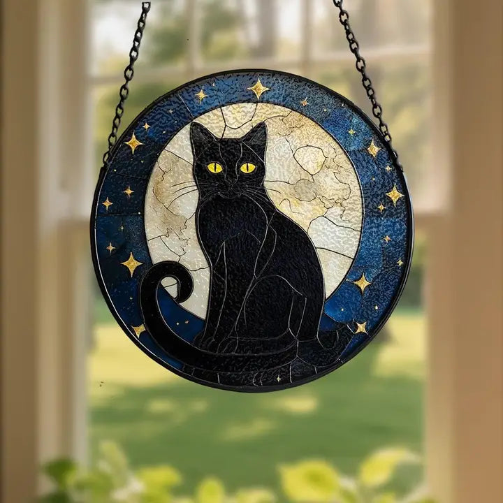 Full Moon Black Cat Suncatcher | Gifts | Wiccan Center