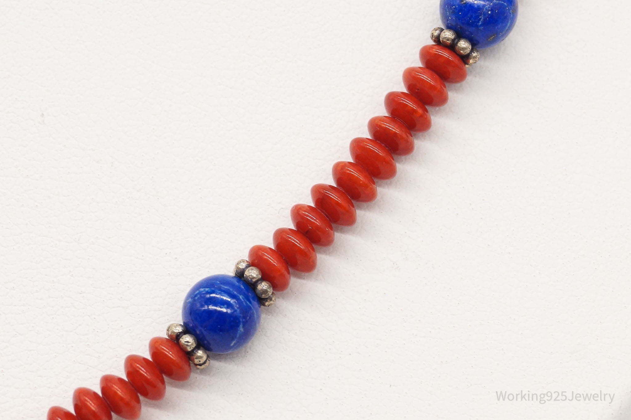 Vintage Handmade Native American Coral Lapis Lazuli Silver Beaded Necklace | Jewelry > Necklaces > Pendants | Wiccan Center