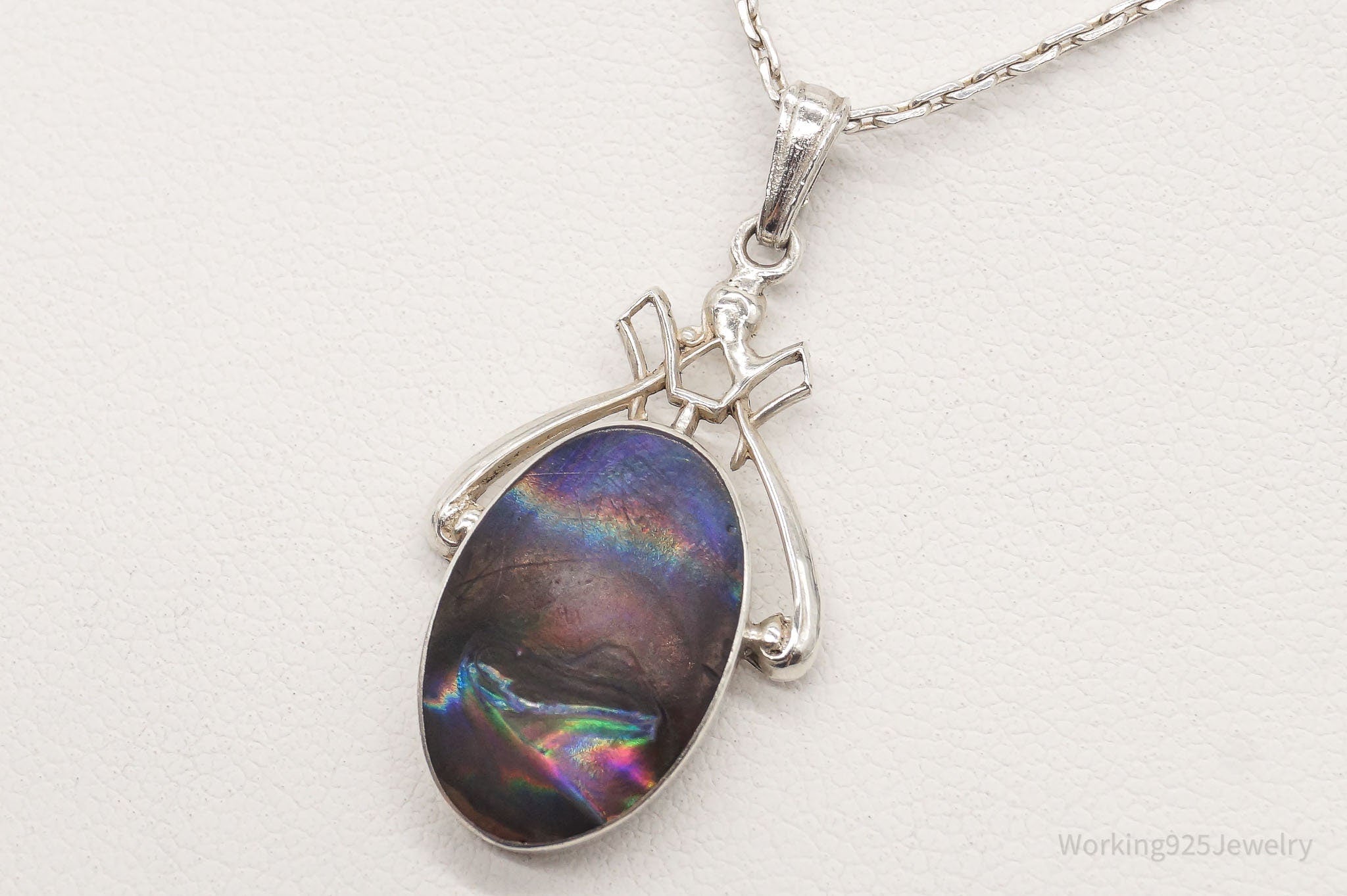 Vintage Designer Ciana Paua Abalone Shell Sterling Silver Necklace | Jewelry > Necklaces > Pendants | Wiccan Center