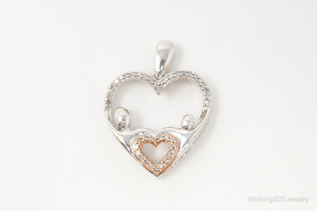 Cubic Zirconia Rose Gold Vermeil Sterling Silver Heart Necklace Pendant | Jewelry > Necklaces > Pendants | Wiccan Center