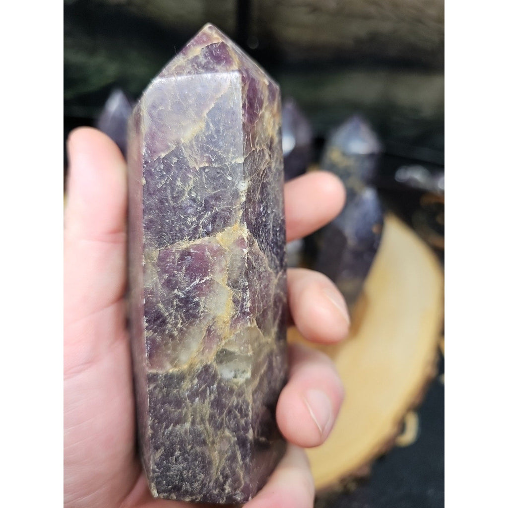 Purple Mica Lepidolite Crystal Tower — 300g–400g, Africa | CrystalCloud Company | Crystal Points & Towers | Wiccan Center