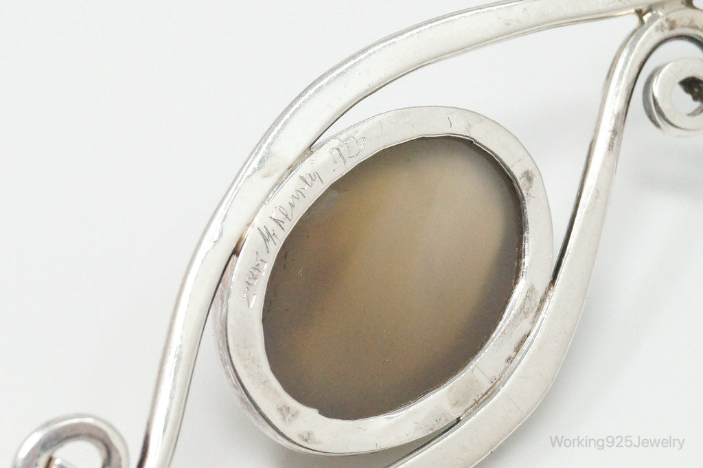 Large Vintage Brown Gemstone Sterling Silver Necklace Pendant | Jewelry > Necklaces > Pendants | Wiccan Center